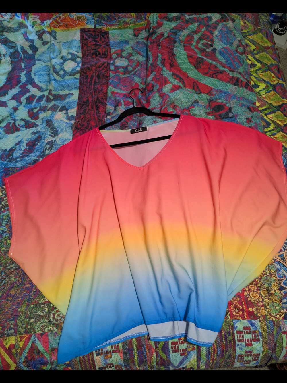 CBR Ombre V-Neck Dolman Top in Pink, Yellow, Blue